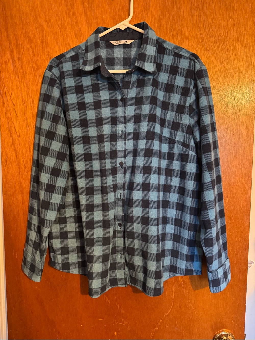 Lee Blue and Black Buffalo Plaid Button-Down Flannel Shirt